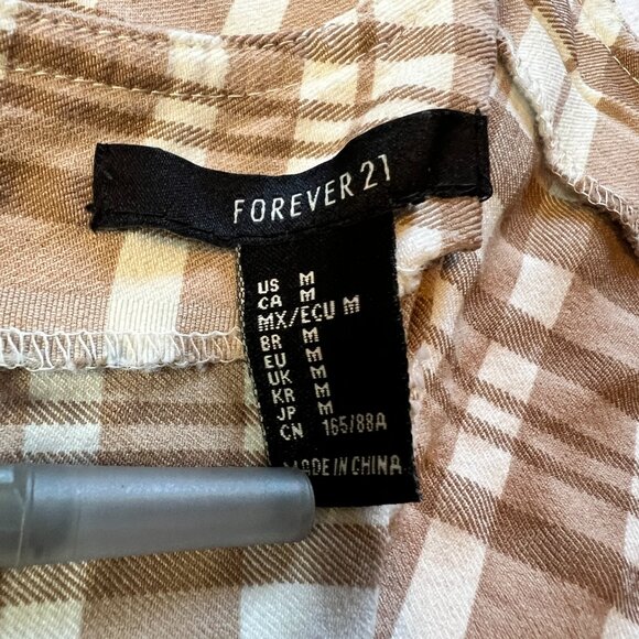 Brown & White Plaid Fitted Mini Dress‎ Forever 21 Size Medium - Picture 7 of 11